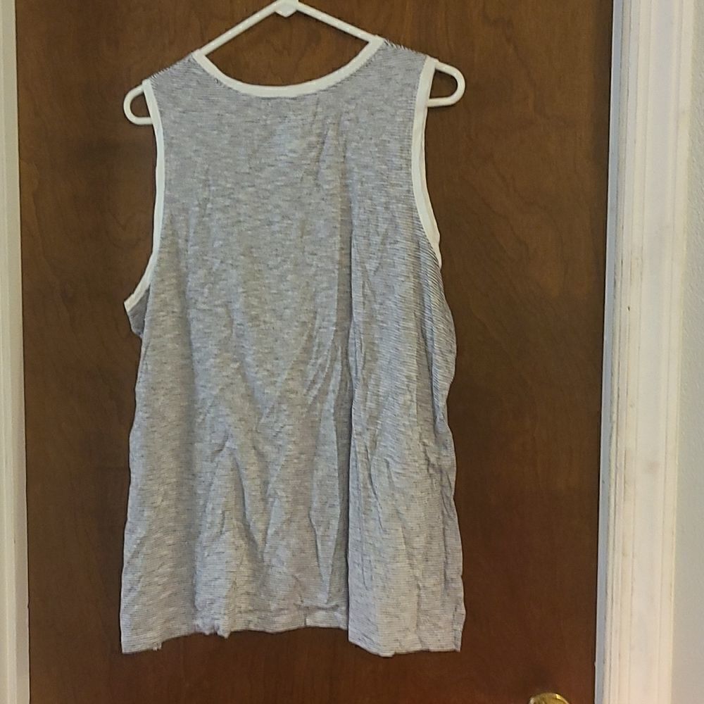 XXL Time And Tru Black Soot Stripe Sleeveless Tank Top - Picture 2 of 3